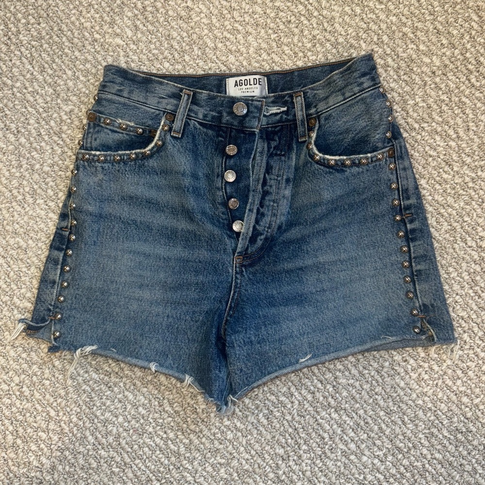 Agolde Studded Denim Shorts